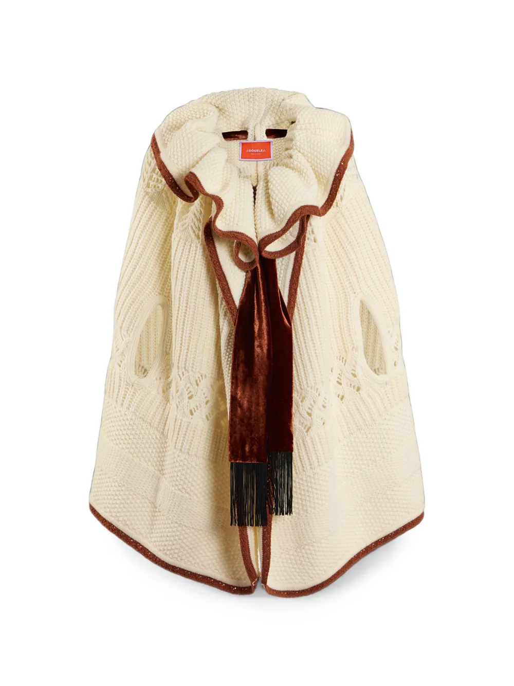 La Doublej Weaver Chunky-knit Cape In Nude