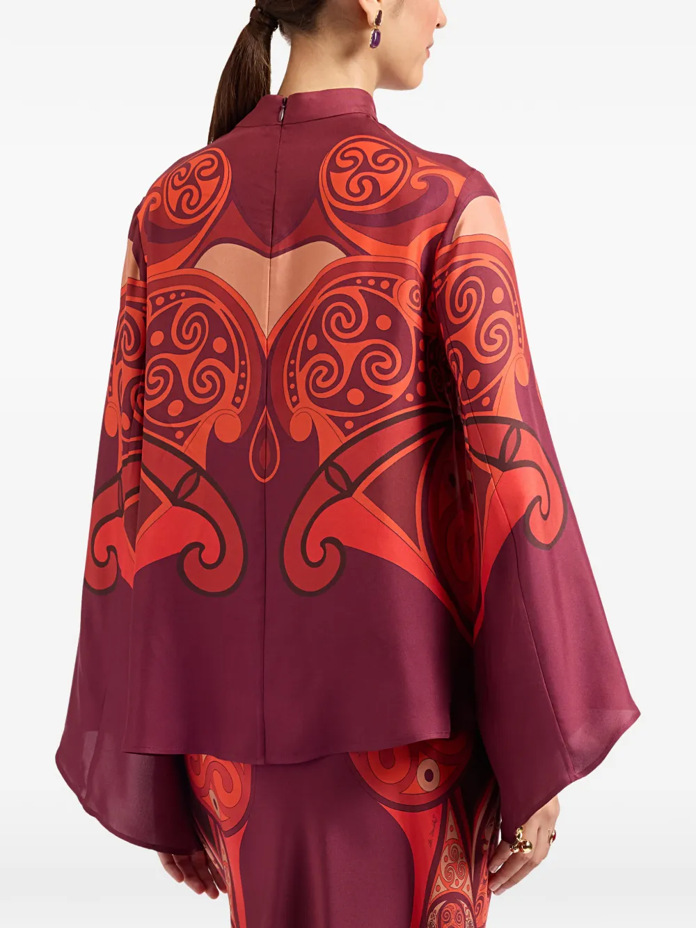 La DoubleJ alchemy placée bell-sleeve top Paars