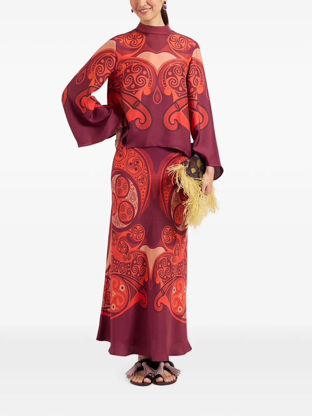 La DoubleJ alchemy placée bell-sleeve top Paars