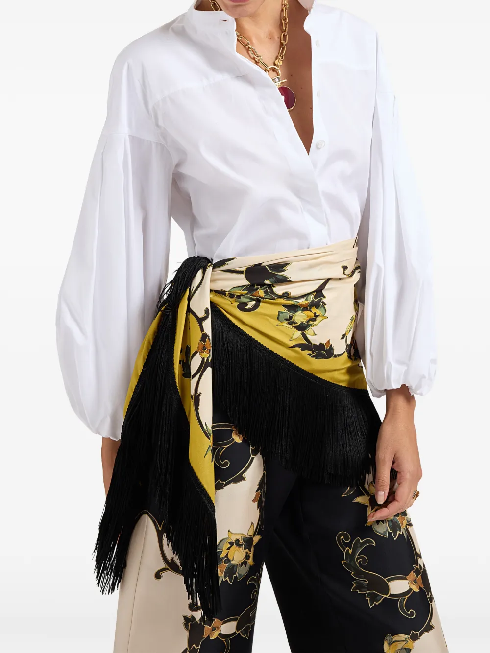 La DoubleJ Omkeerbare foulard met franje Beige