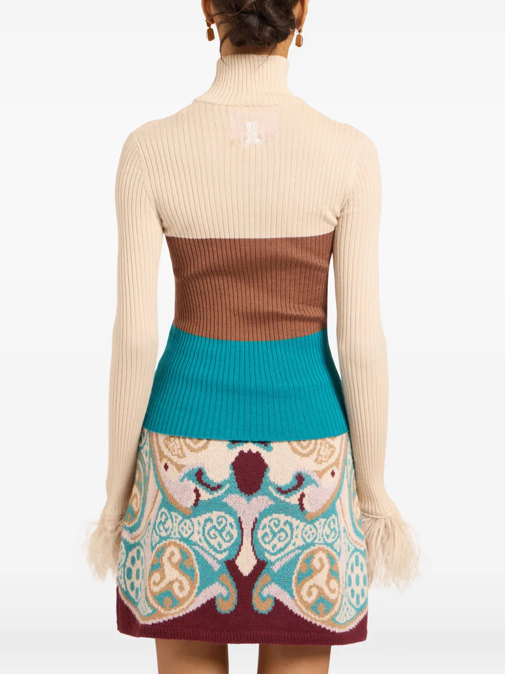 La DoubleJ Top met veren Beige