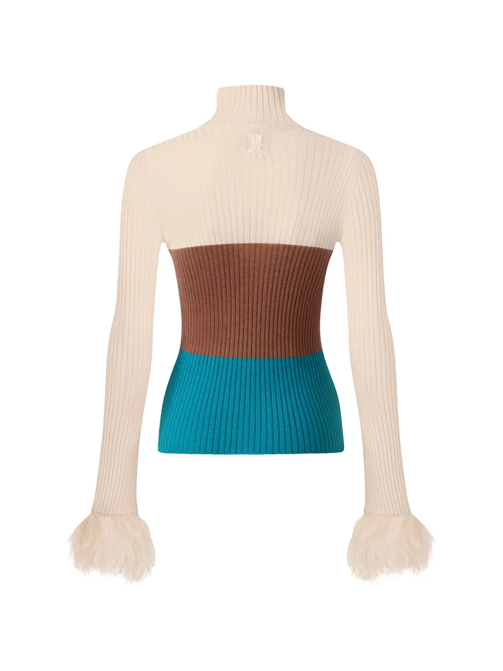 La DoubleJ Top met veren Beige