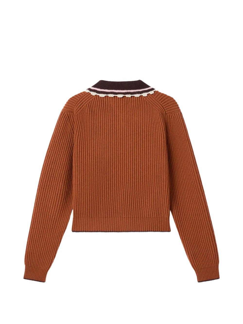 La DoubleJ crochet-trim ribbed-knit sweater Bruin