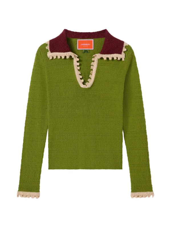 La DoubleJ Picket Polo Jumper in Green