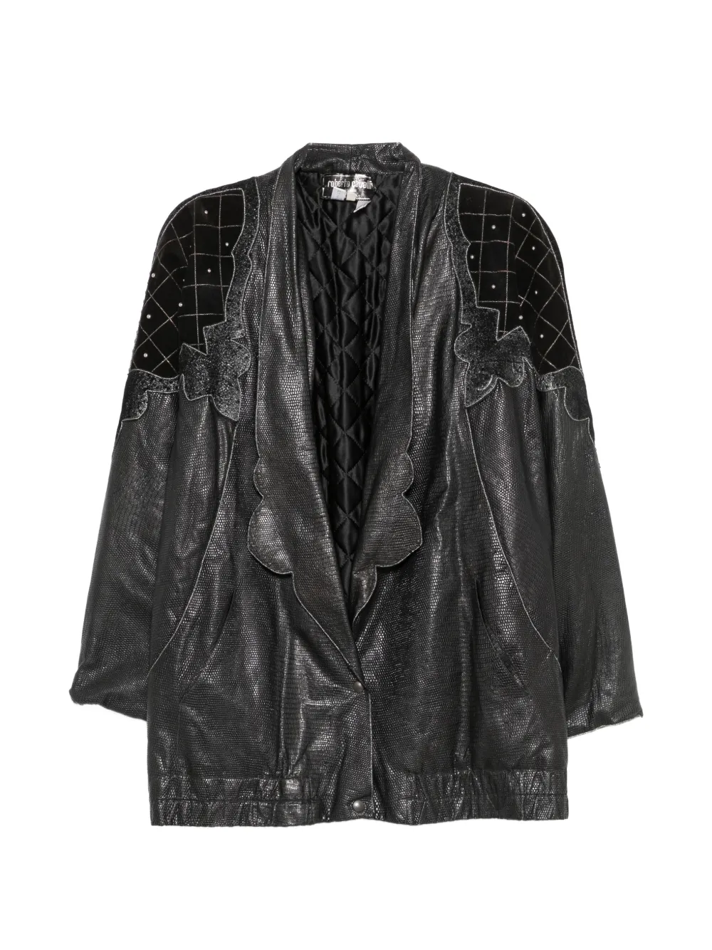 Roberto Cavalli Vintage 1980s scalloped-collar coat - Schwarz