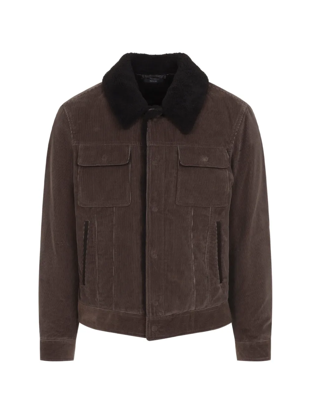 TOM FORD shearling-collar corduroy jacket - Brown