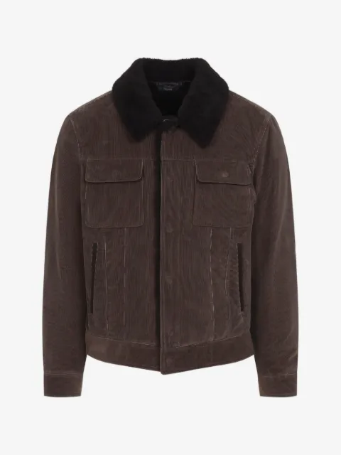 TOM FORD shearling-collar corduroy jacket