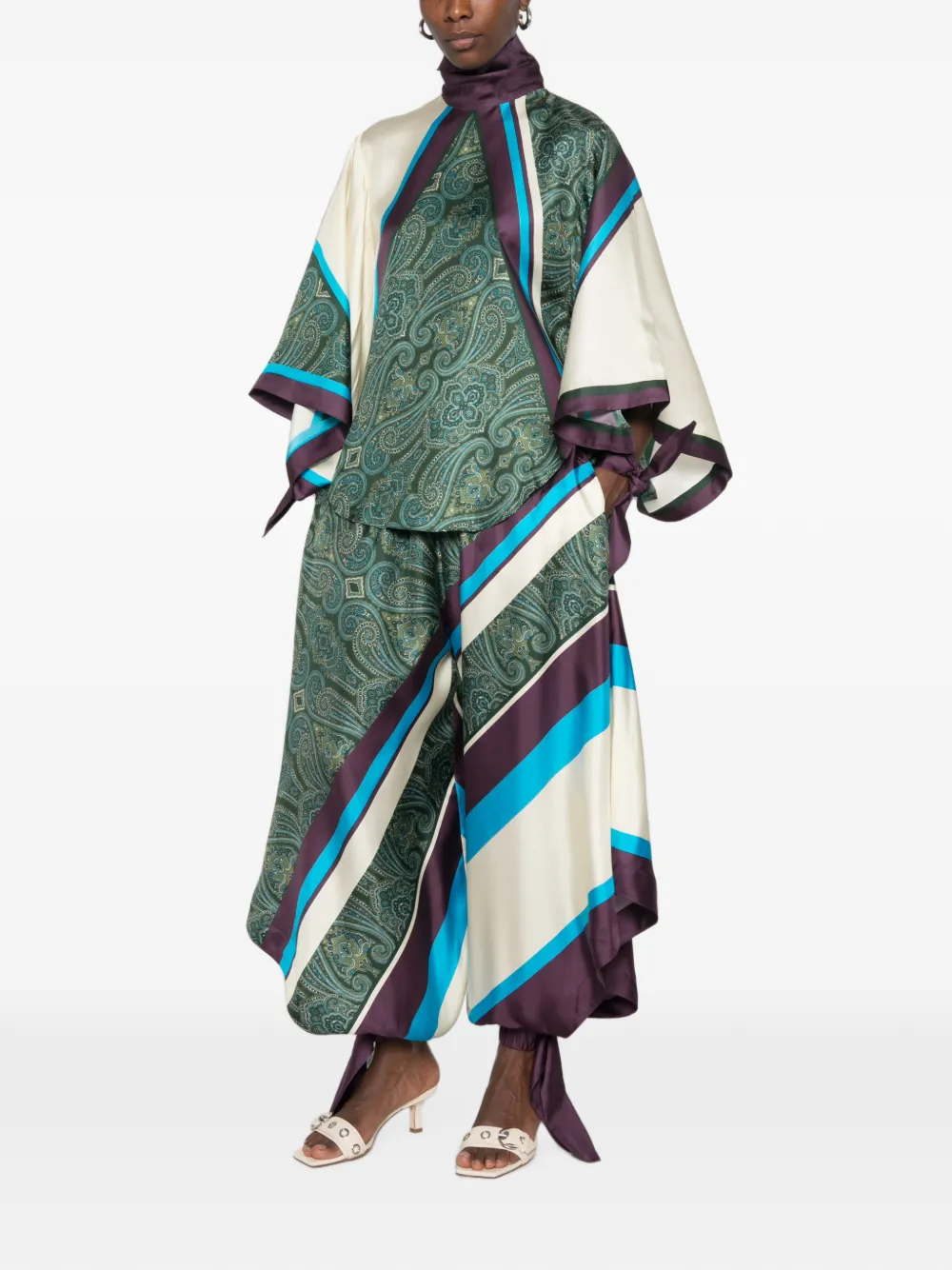 ALEMAIS Joni paisley-print tapered trousers Groen