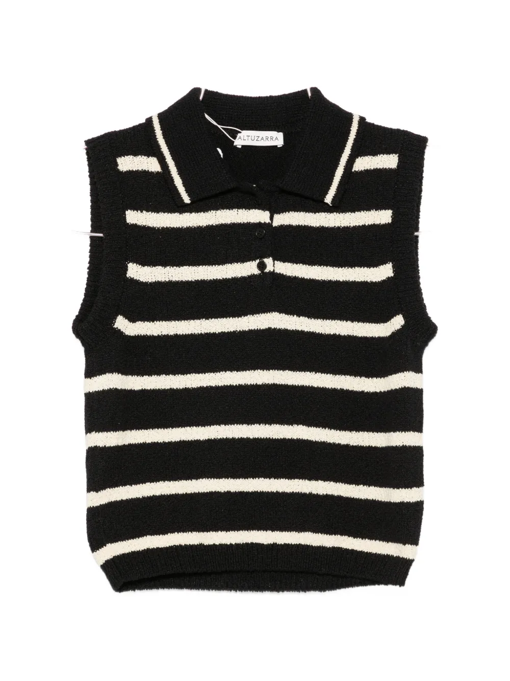 Altuzarra striped sleeveless polo top - Black