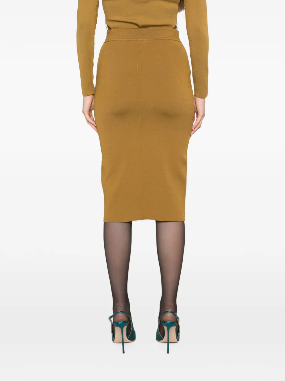 TOM FORD Gebreide midi-rok met ceintuur Beige