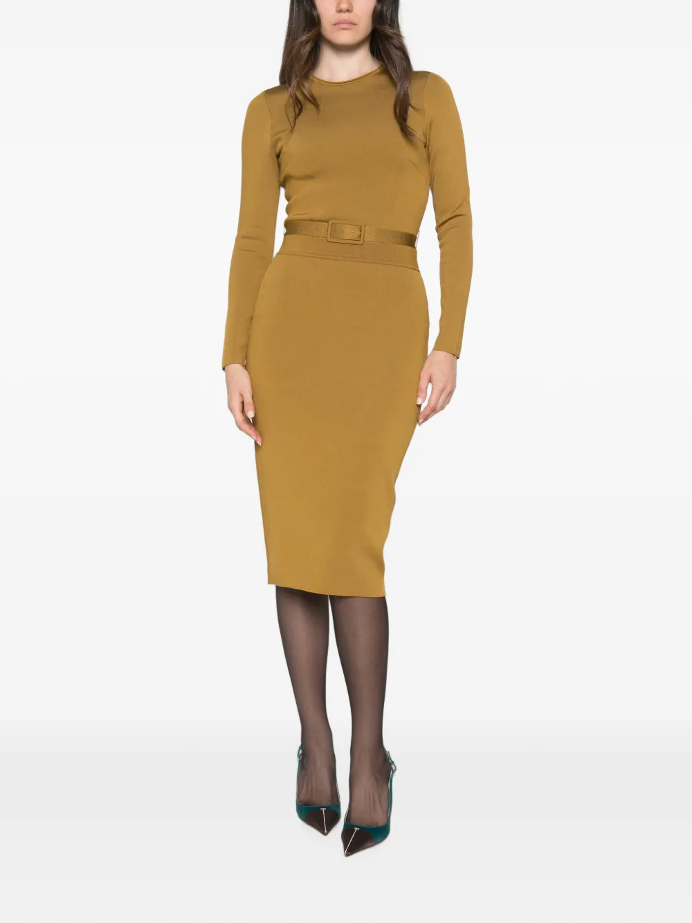 TOM FORD Gebreide midi-rok met ceintuur Beige