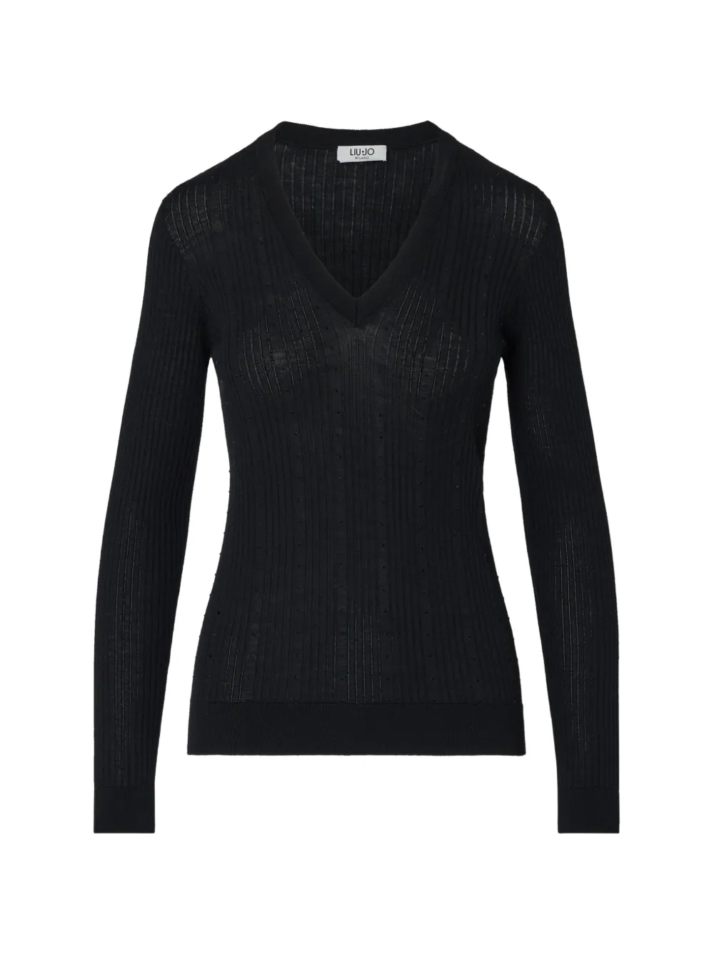 LIU JO wool sweater with V-neck - Nero