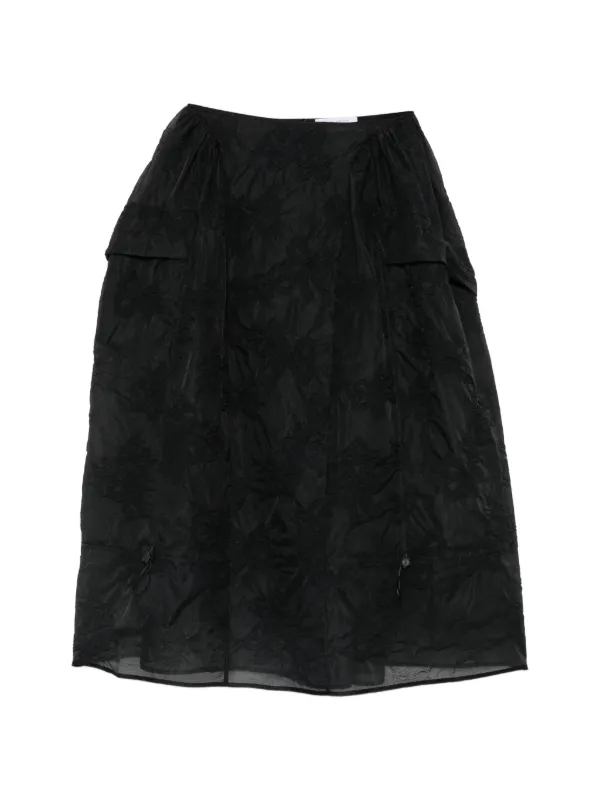 Cecilie Bahnsen Fuana Bow-jacquard Pleated Midi Skirt in Black