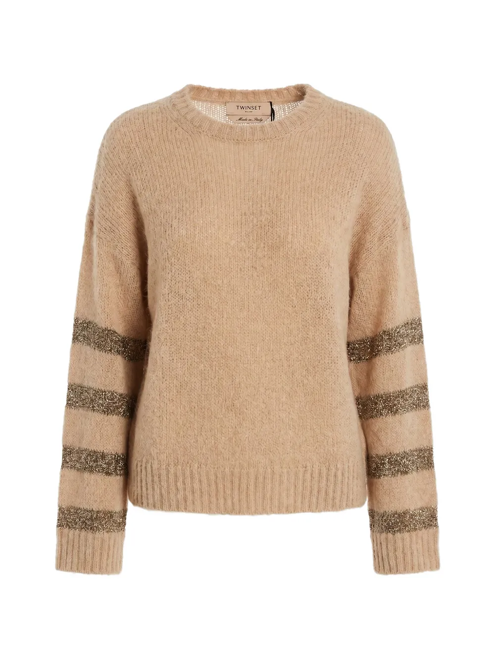 TWINSET sequin-striped round-neck sweater - Toni neutri