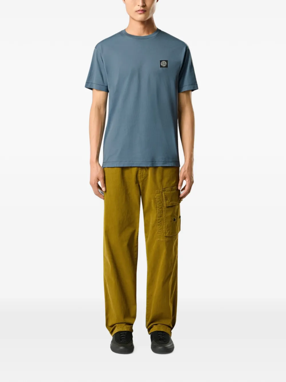 Stone Island cotton jersey slim-fit T-shirt with compass patch Blauw
