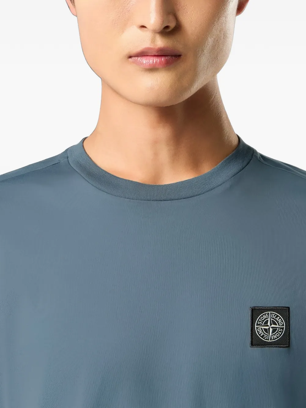 Stone Island cotton jersey slim-fit T-shirt with compass patch Blauw
