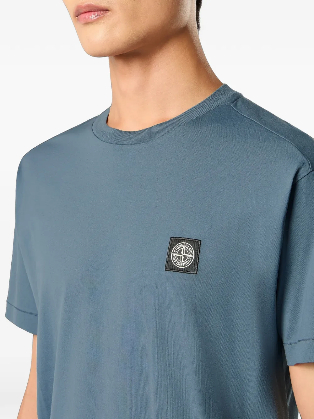 Stone Island cotton jersey slim-fit T-shirt with compass patch Blauw