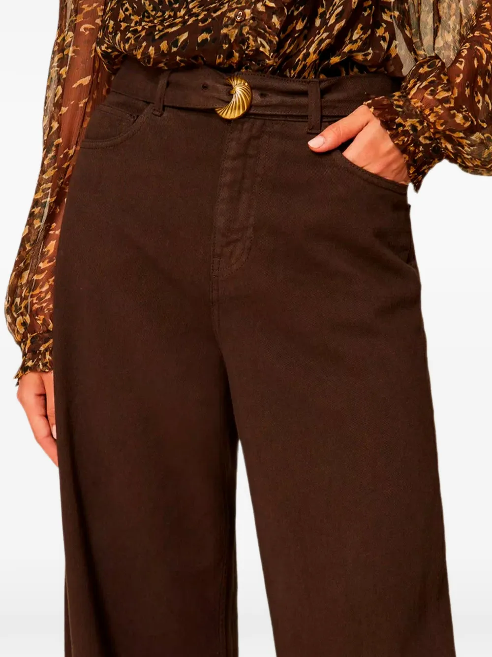 TWINSET Jeans met ceintuur en zak Bruin