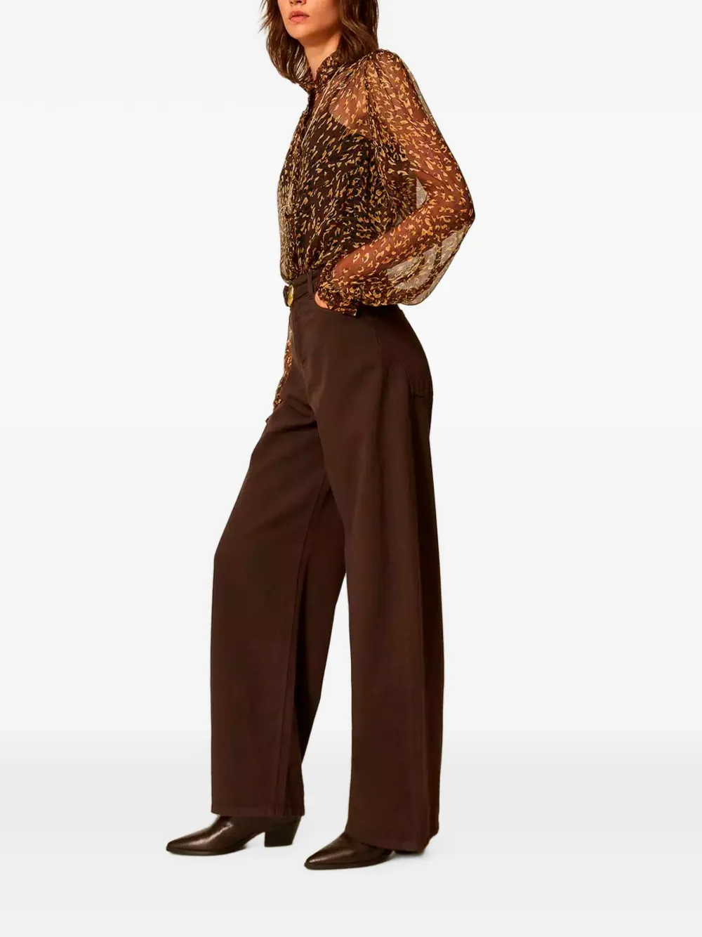 TWINSET Jeans met ceintuur en zak Bruin