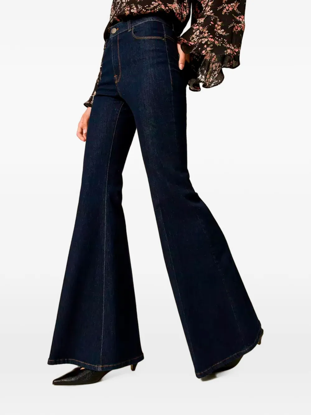 TWINSET Flared jeans met riemlussen Blauw