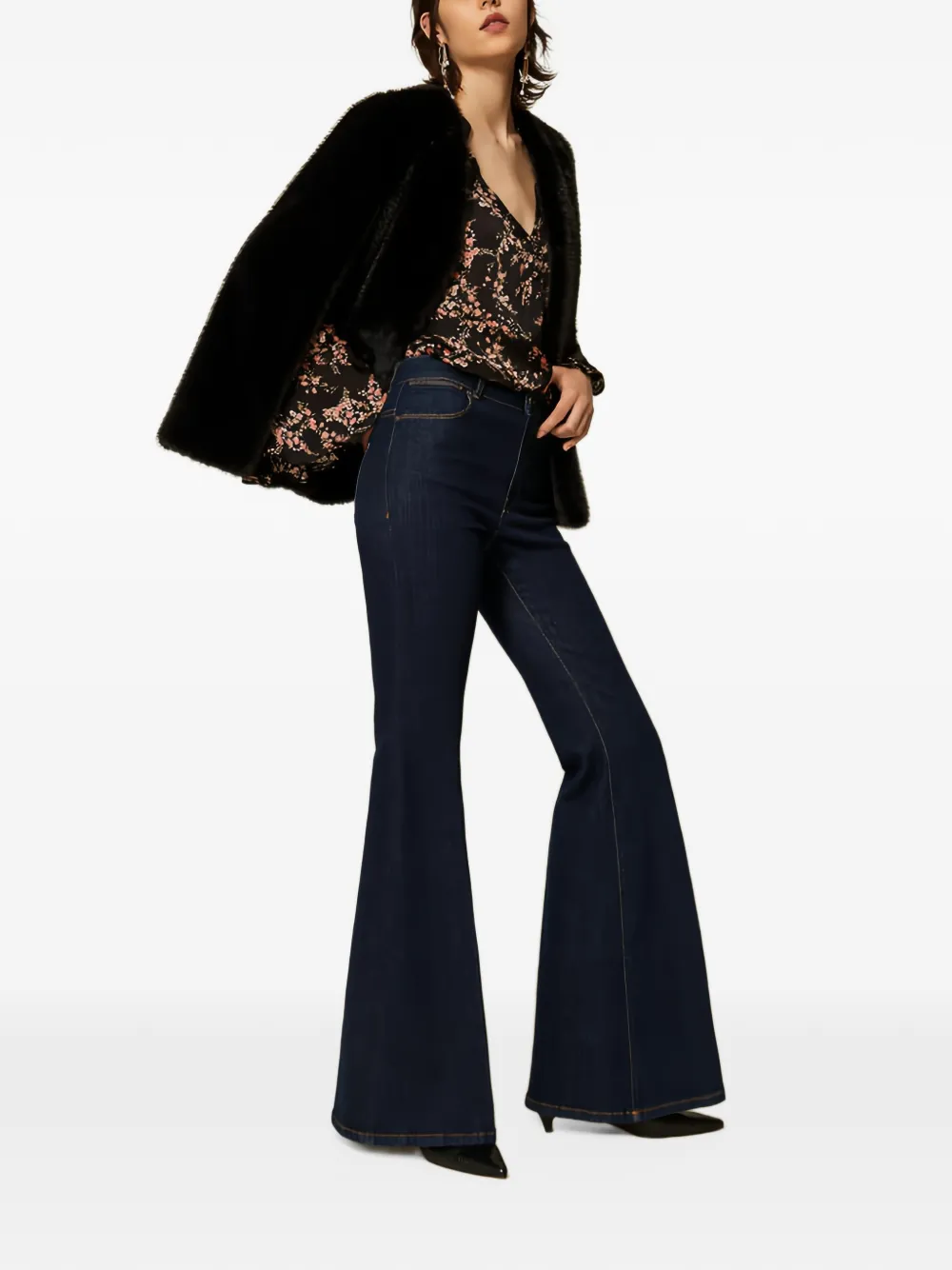 TWINSET Flared jeans met riemlussen Blauw