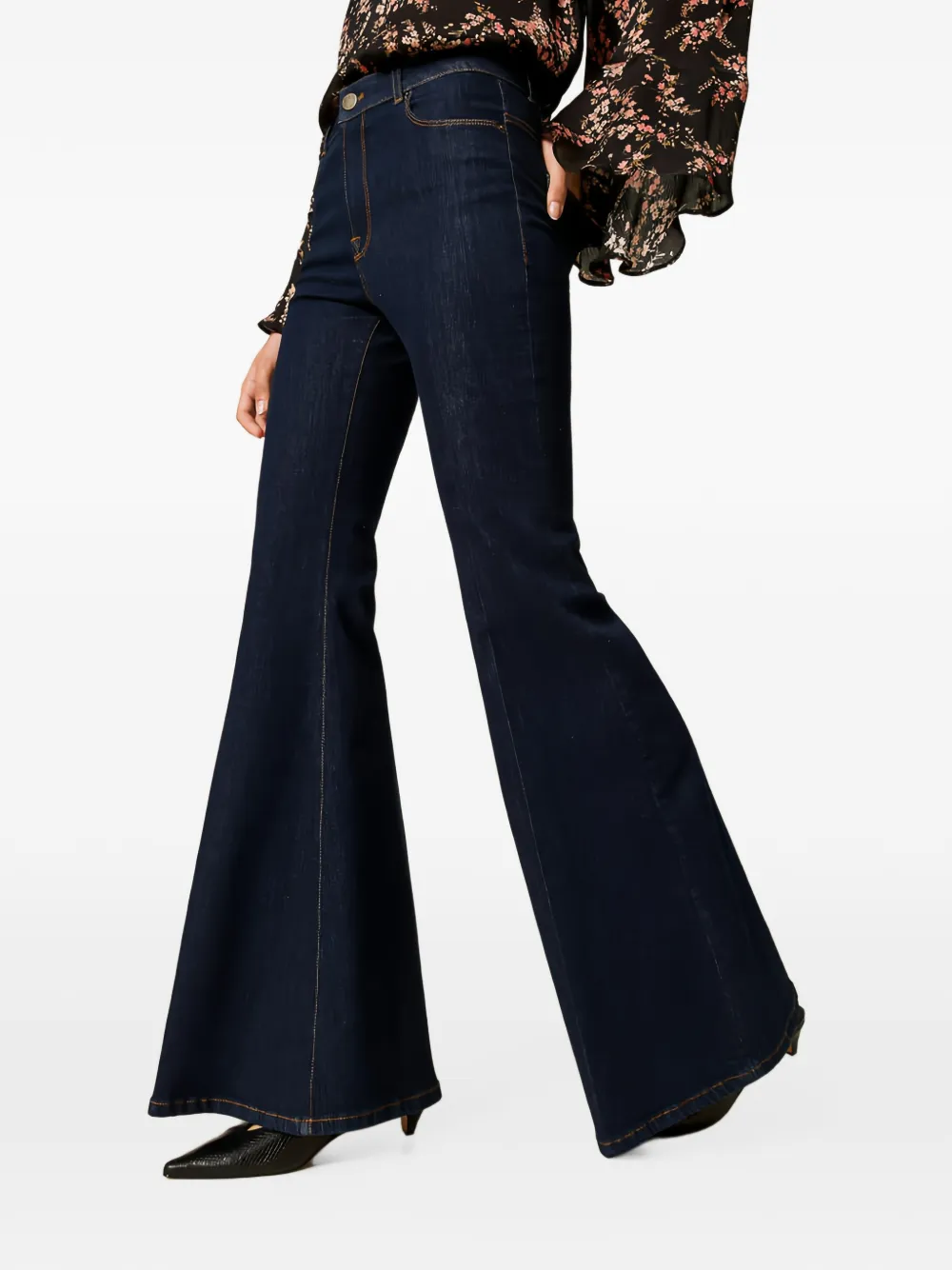 TWINSET Flared jeans met riemlussen Blauw