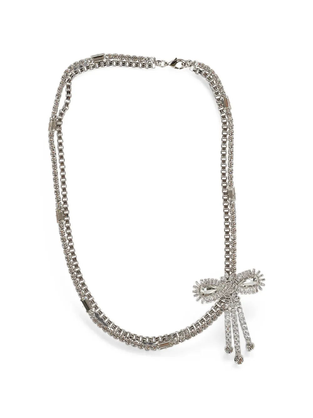 Alessandra Rich crystal-embellished bow-detail necklace - Silber