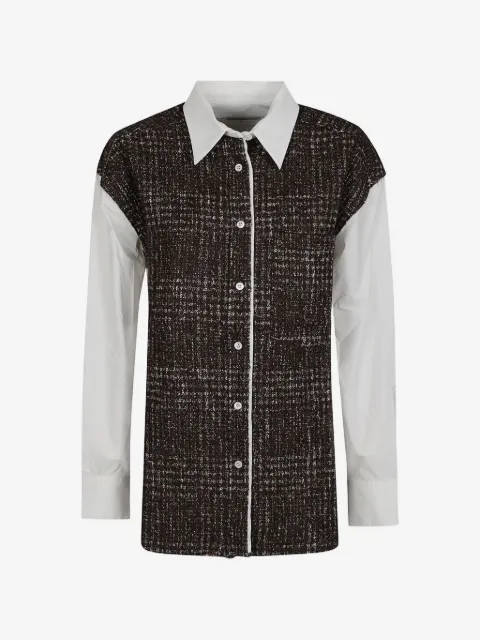 IRO camisa con paneles de tweed de manga larga
