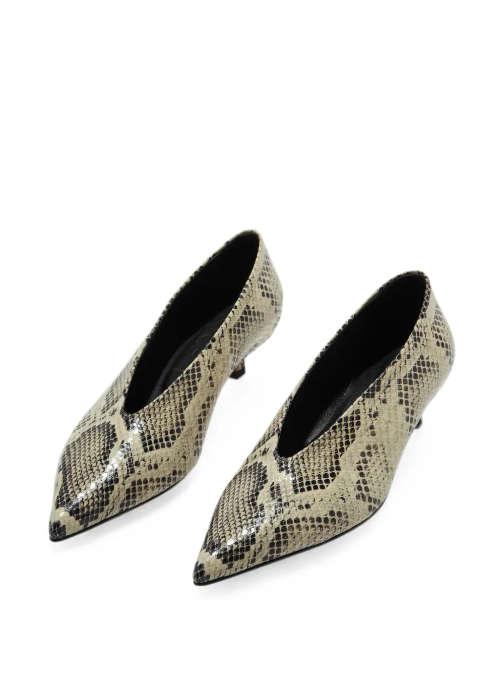 Aeyde Clara snake-effect pointed-toe pumps Beige