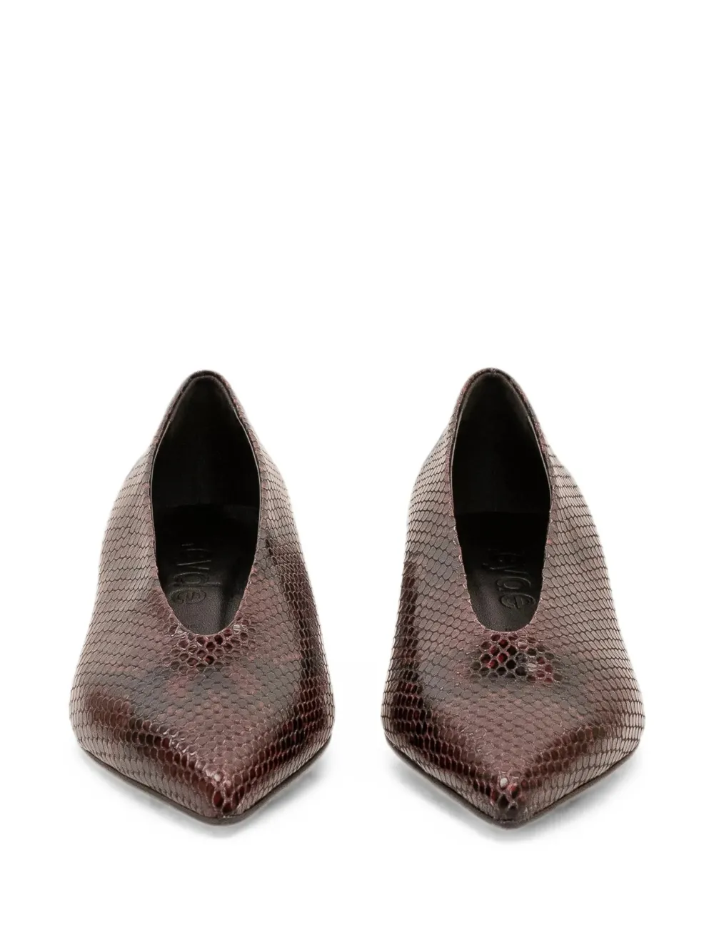 Aeyde Clara pumps met slangenprint Beige