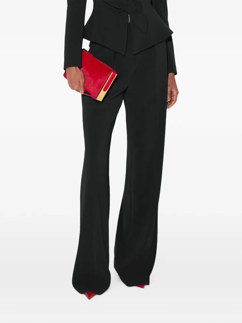 Elisabetta Franchi trousers in lightweight crêpe fabric with belt Zwart