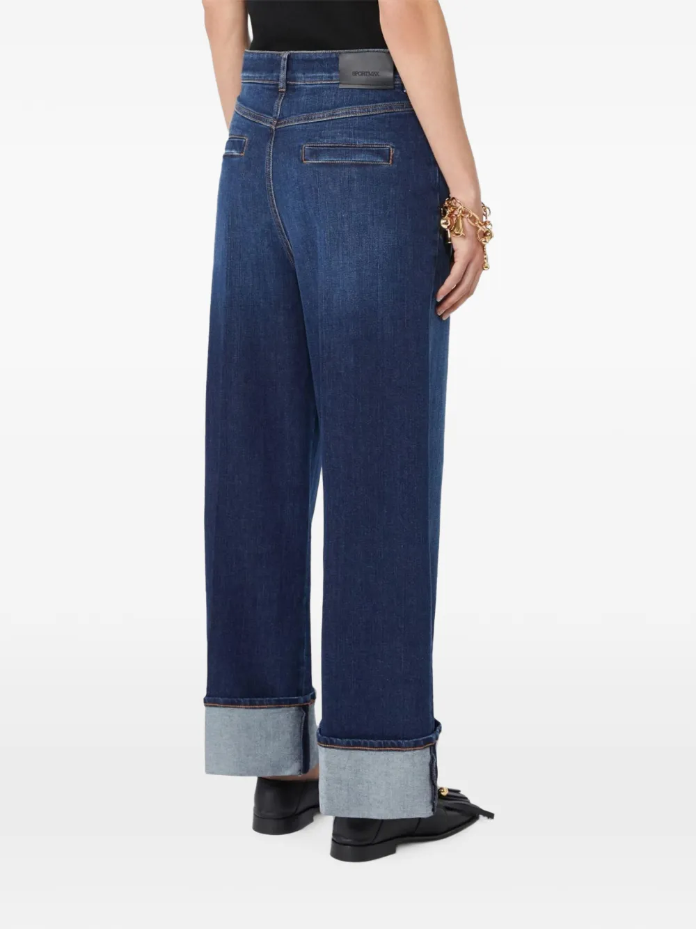 Sportmax Dufo jeans met wijde pijpen en omgeslagen pijpen Blauw