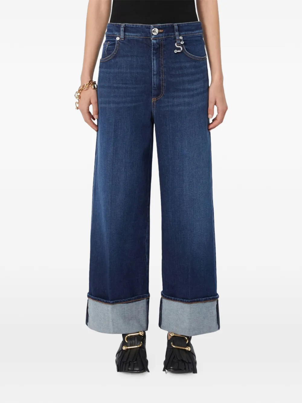 Sportmax Dufo jeans met wijde pijpen en omgeslagen pijpen Blauw