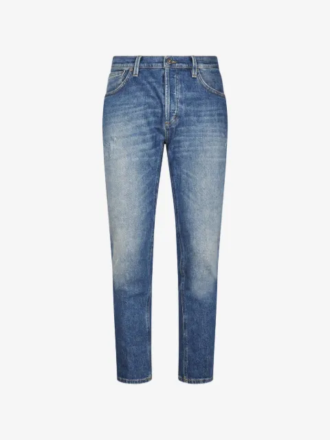 DONDUP faded-effect logo-patch jeans