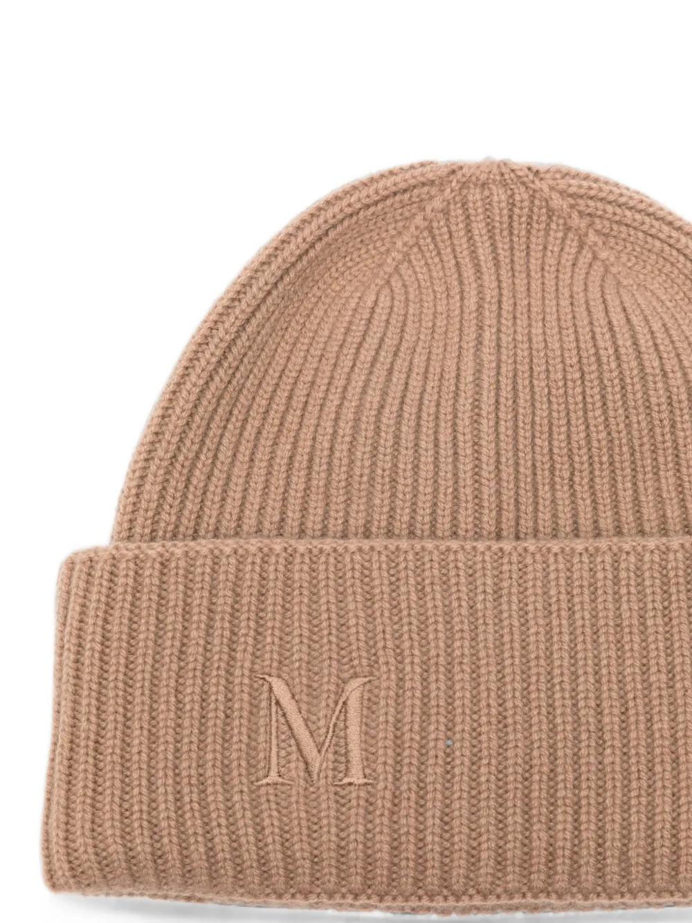 Max Mara Geribbelde kasjmier muts kameel Beige