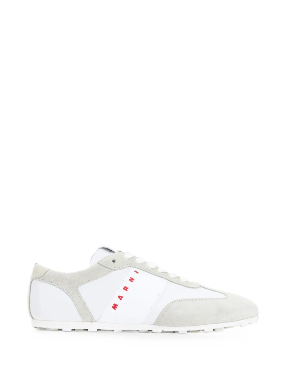 Marni logo-print suede-panel sneakers Wit