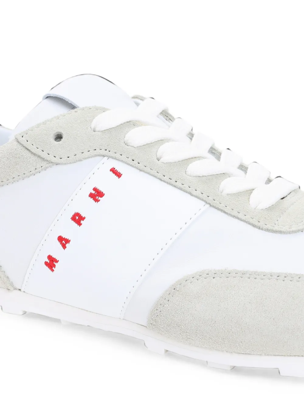 Marni logo-print suede-panel sneakers Wit