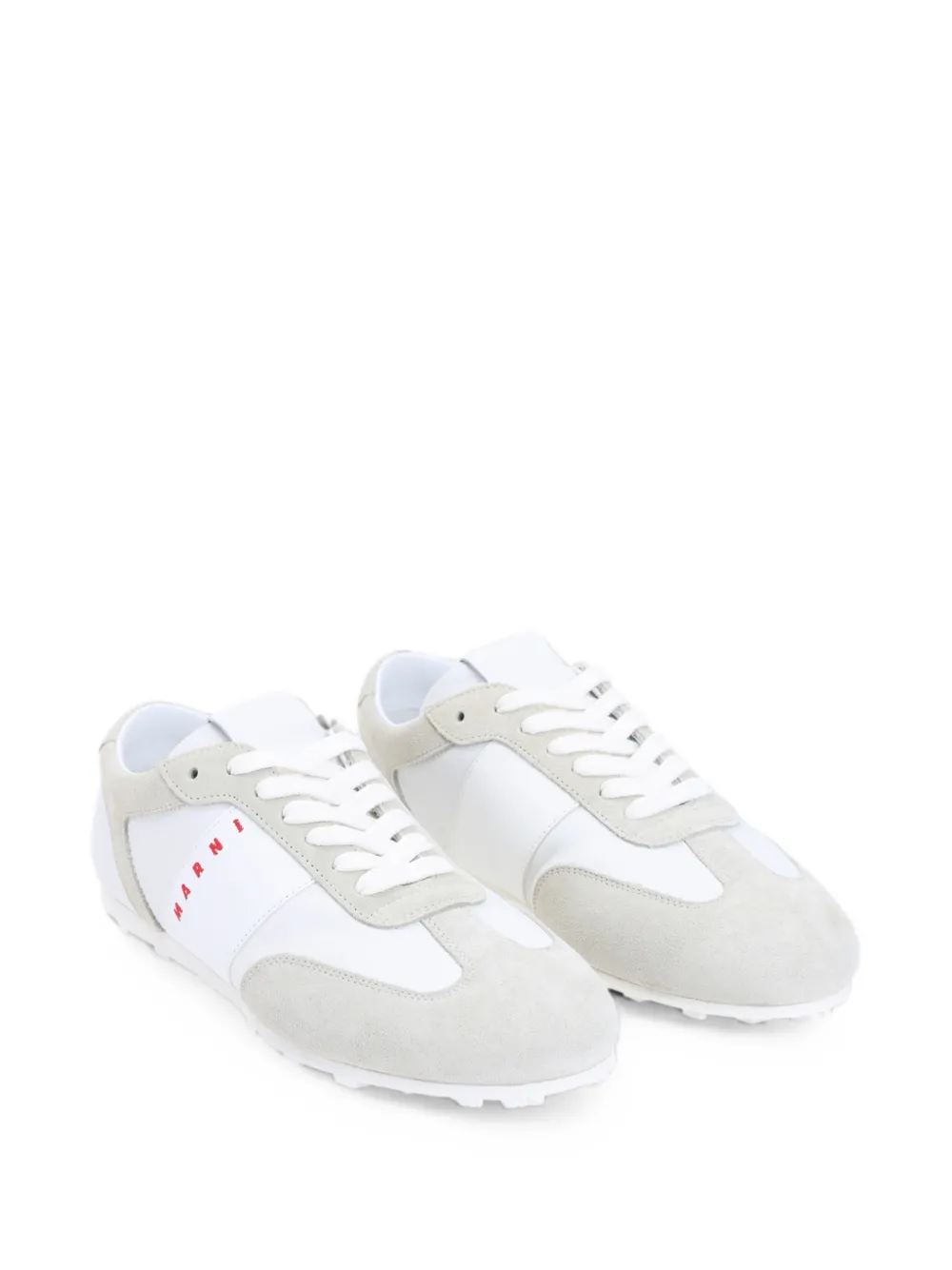 Marni logo-print suede-panel sneakers Wit