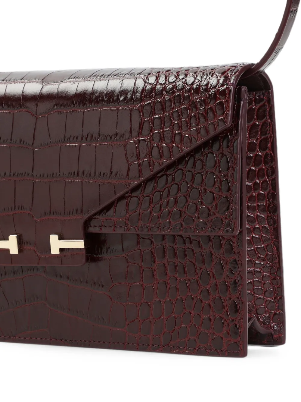 TOM FORD Leren mini-clutch met krokodillen-reliëf Rood