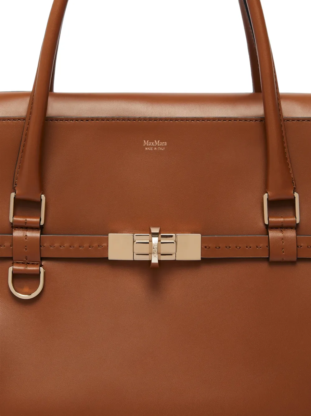 Max Mara Margaux leren shopper met draaislot Bruin