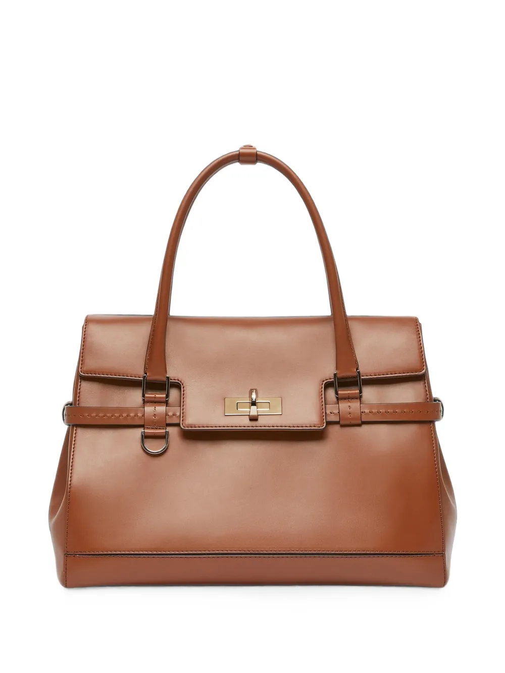 Max Mara Margaux leren shopper met draaislot Bruin