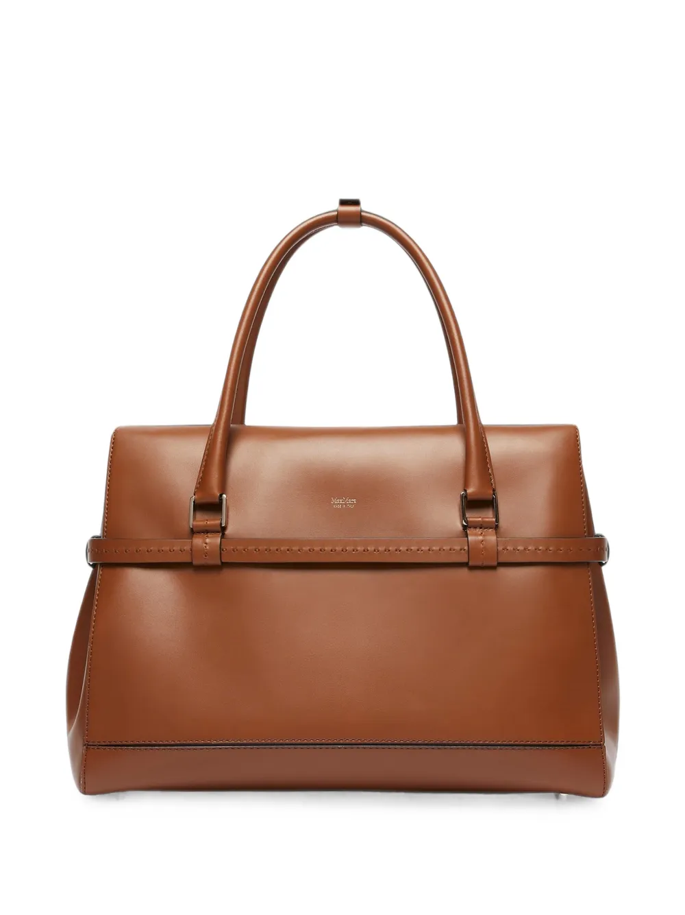Max Mara Margaux leren shopper met draaislot Bruin