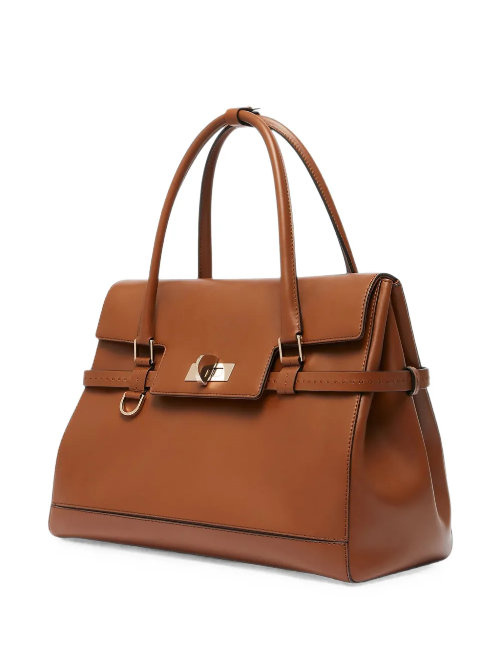 Max Mara Margaux leren shopper met draaislot Bruin