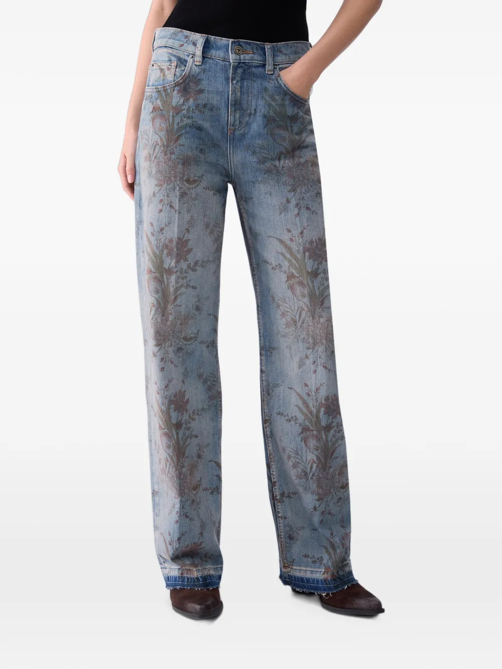 LIU JO High-waist jeans met print Blauw