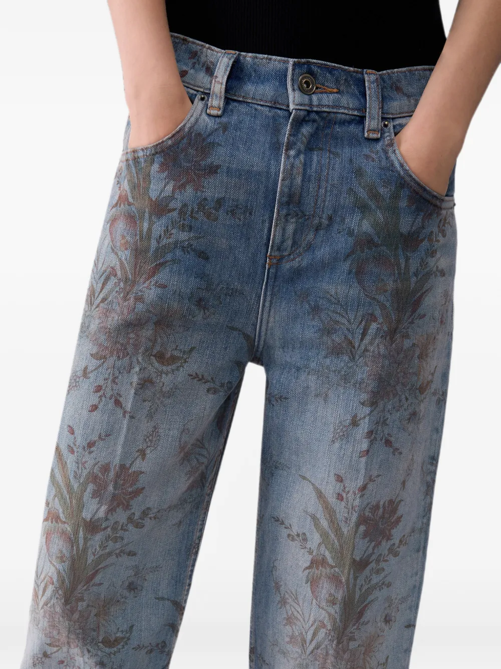 LIU JO High-waist jeans met print Blauw