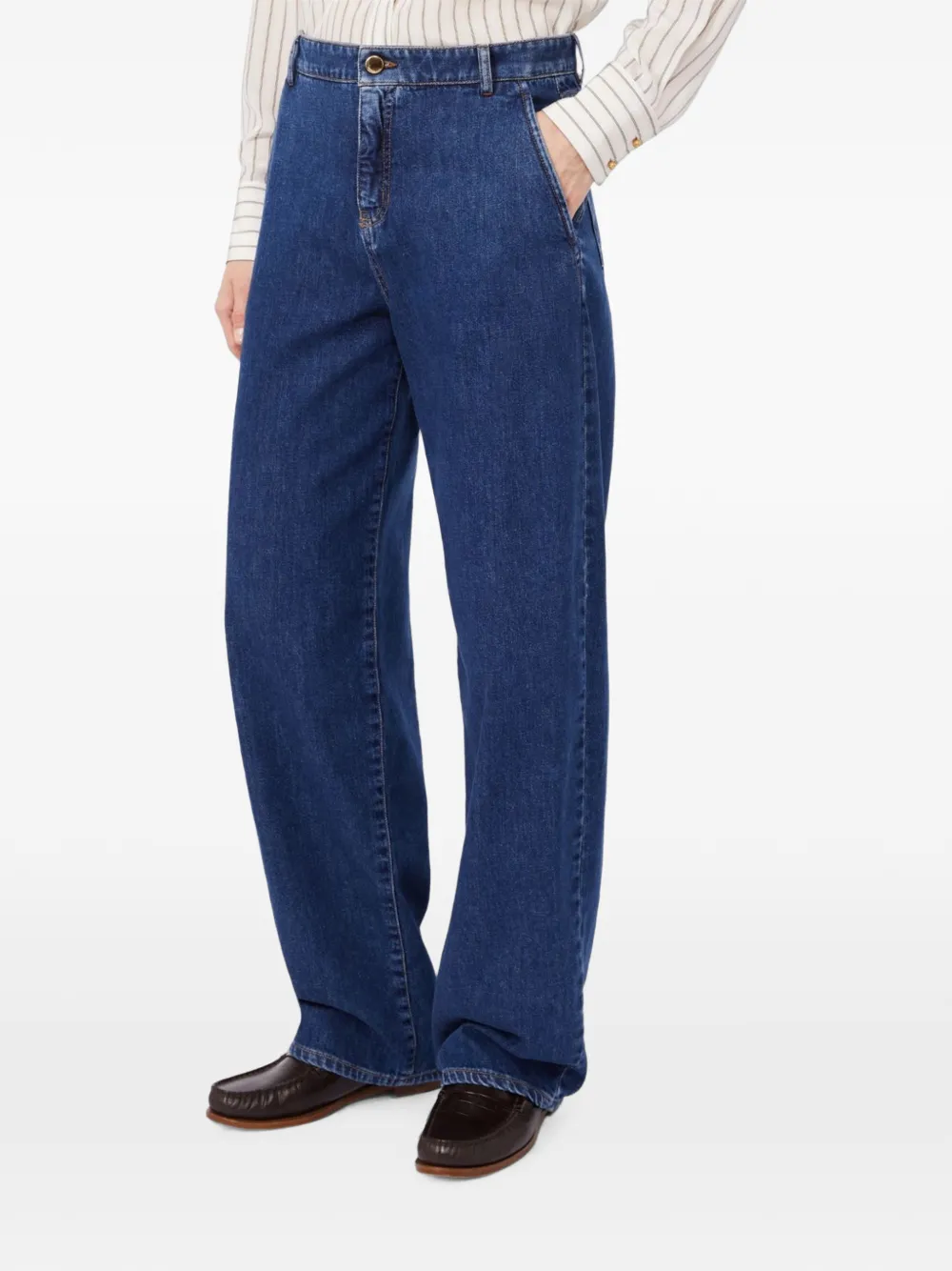 Max Mara Jeans met wijde pijpen Blauw