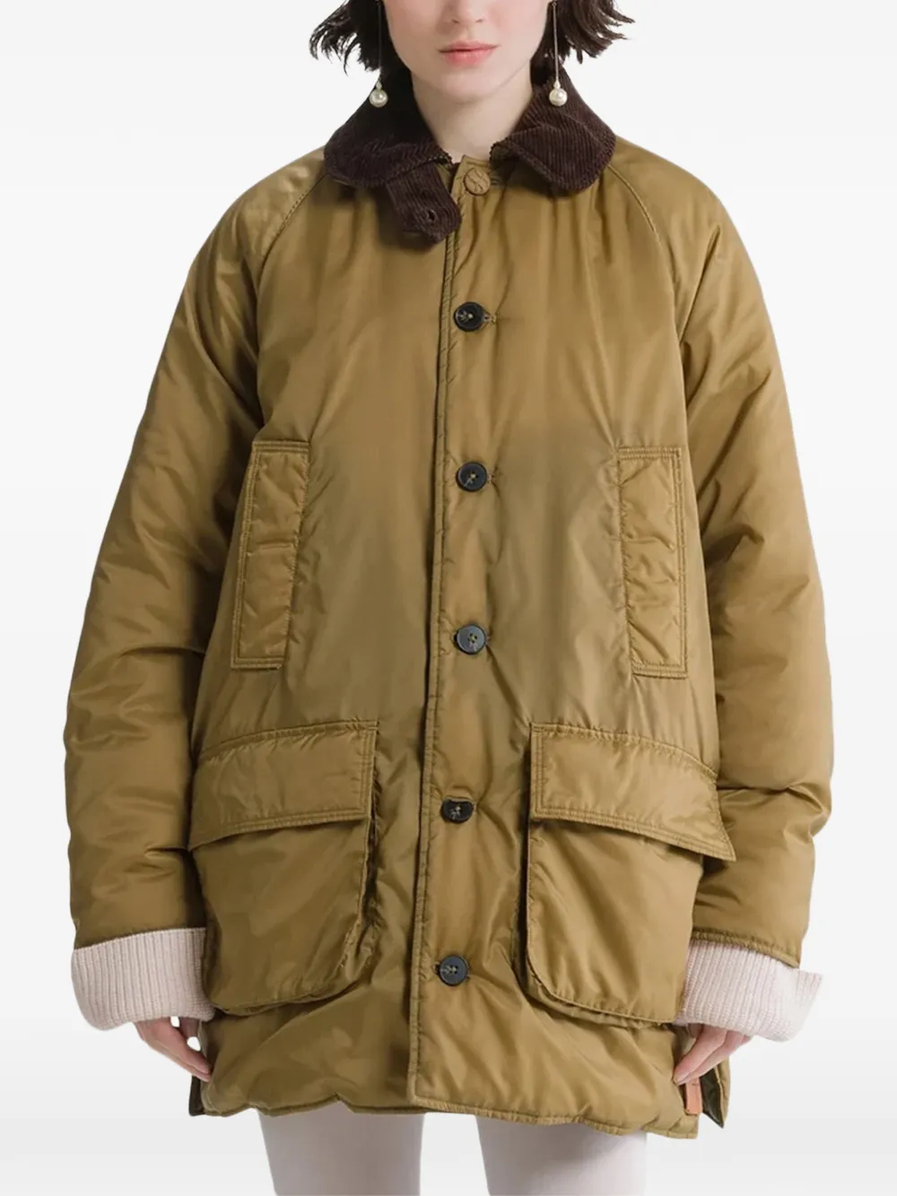 Forte Forte corduroy-collar padded coat - Oro