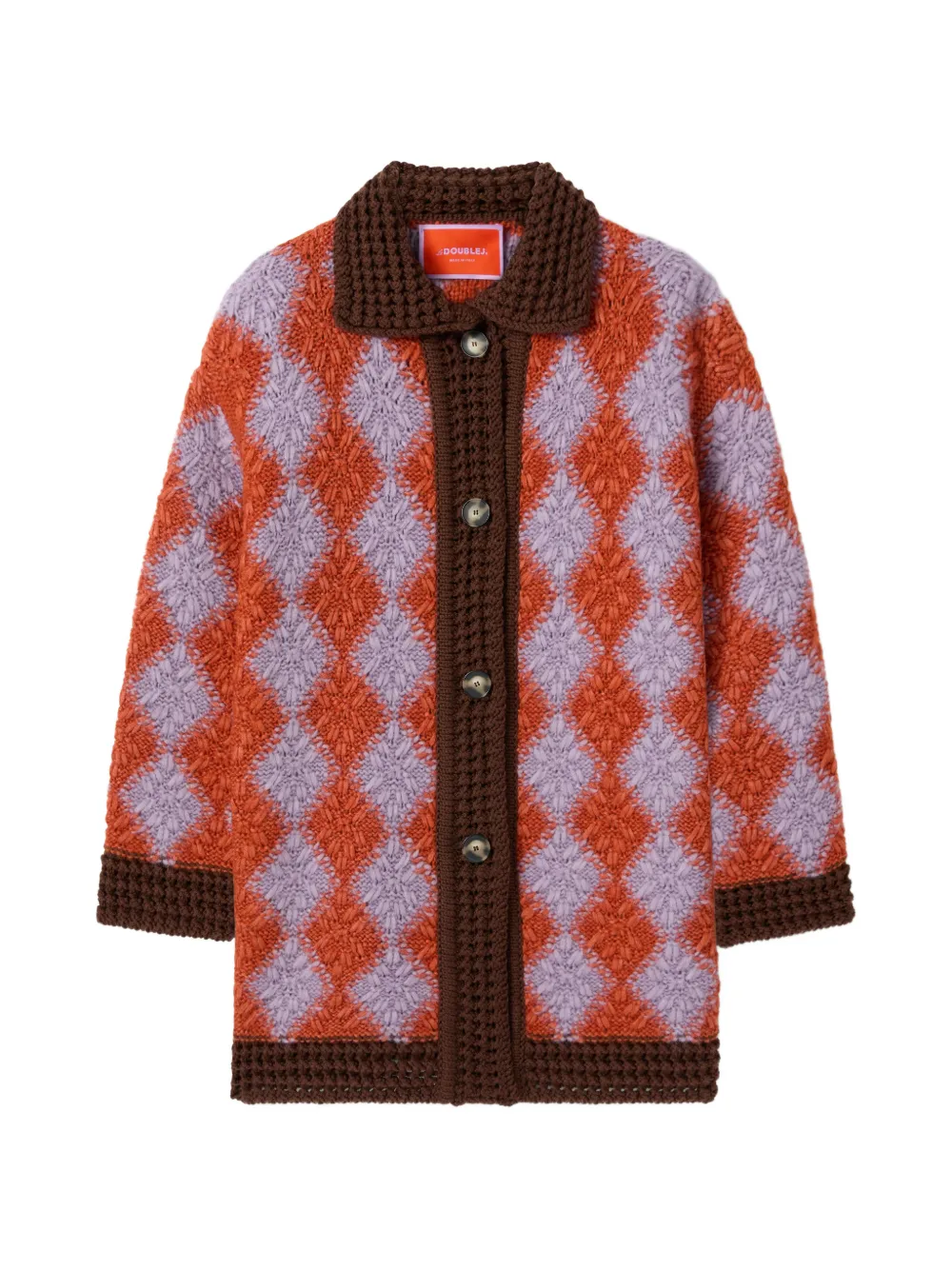La Doublej Crochet Bowling Cardigan In Orange