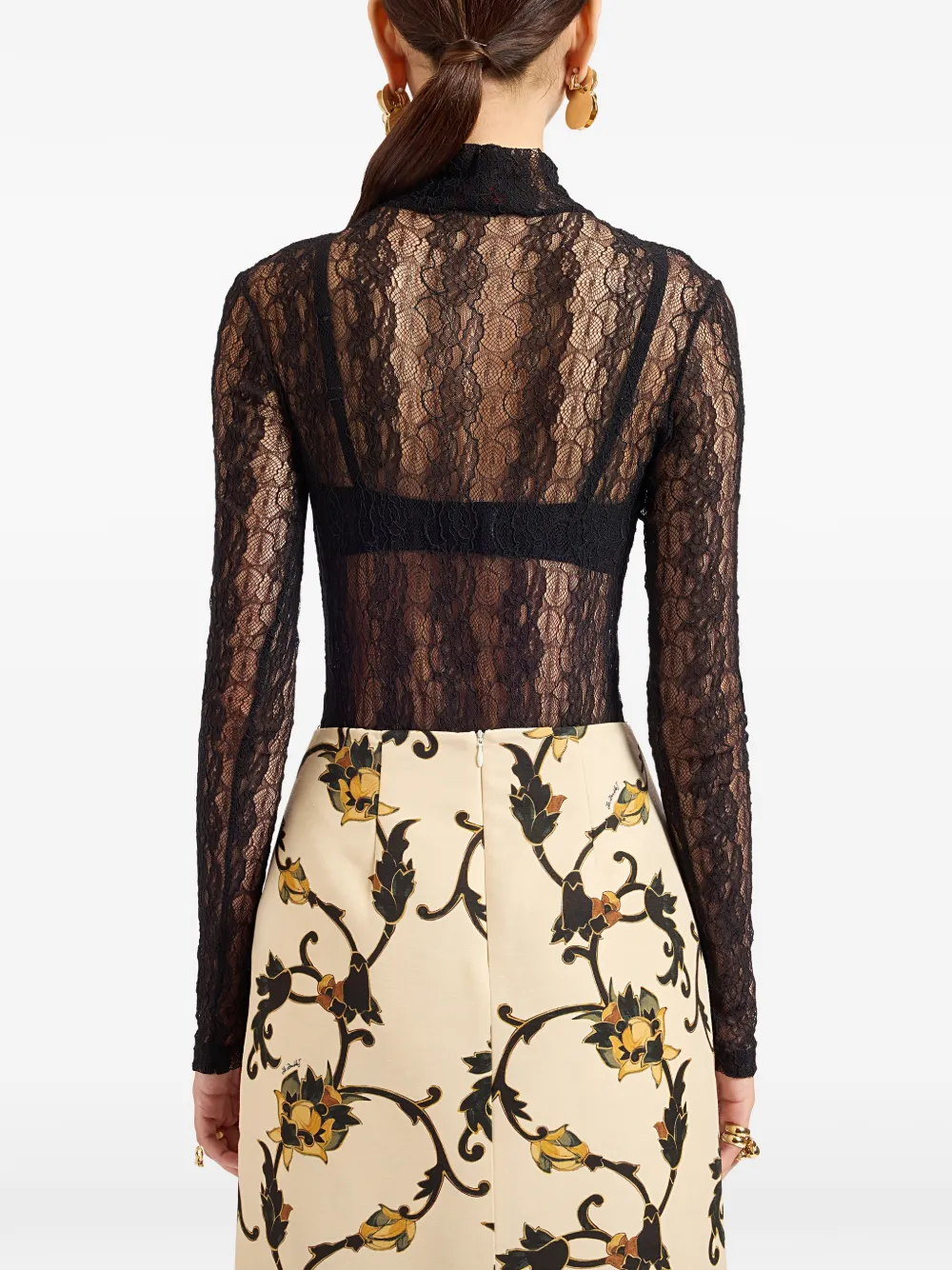 La DoubleJ Lacey top met col Zwart