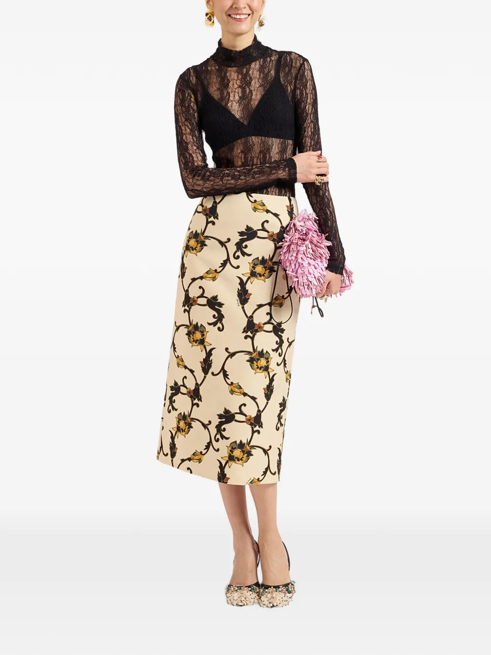 La DoubleJ Lacey top met col Zwart